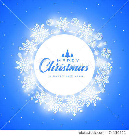 merry christmas snowflakes decorative frame background design 74156251