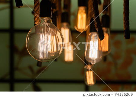 Stylish, modern and decorative lamps that are open in the dark. Stylish, modern and decorative lamps that are open in the dark. 74156269