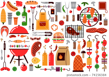 Barbecue doodle set Barbecue doodle set 74156384