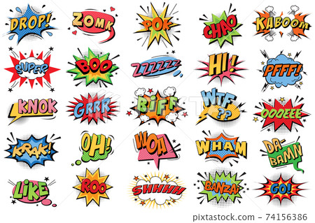 Comic book bubbles doodle set Comic book bubbles doodle set 74156386