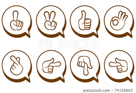 Hand sign material set with balloon Hand sign material set with balloon 74156603