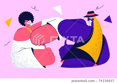 Healthcare and greeting during coronavirus epidemic concept 74156937