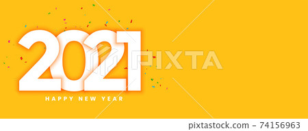Creative new year 2021 with confetti on yellow background Creative new year 2021 with confetti on yellow background 74156963