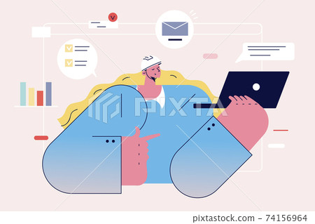 Women architects and online working concept Women architects and online working concept 74156964