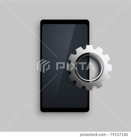 mobile with 3d setting metallic gear background 74157180