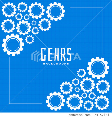 gears and cog on blue print background design 74157181