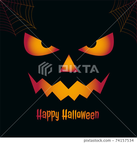 Happy halloween spooky card with scary face 74157534