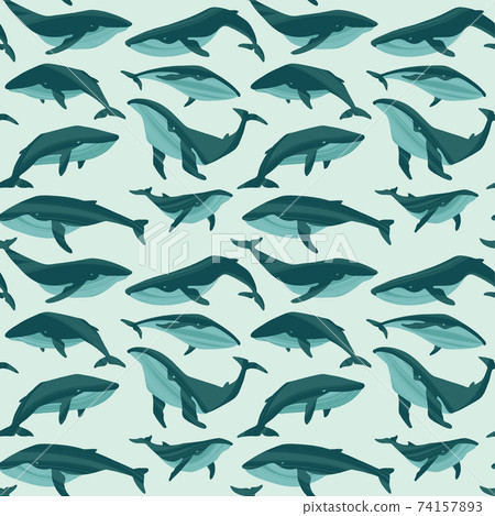 Decorative vector seamless pattern with whales.... - Stock Illustration ...