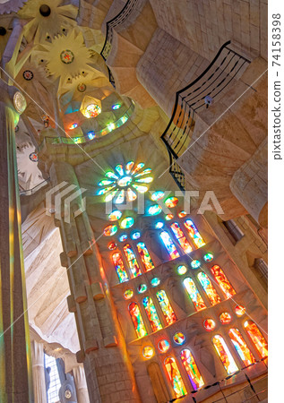 Inside of Sagrada Familia cathedral Inside of Sagrada Familia cathedral 74158398
