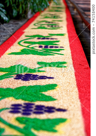 Sawdust carpet for the Good Friday - Antigua, Guatemala Sawdust carpet for the Good Friday - Antigua, Guatemala 74158400