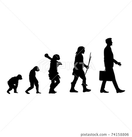 Human evolution black silhouette, from ape to man 74158806