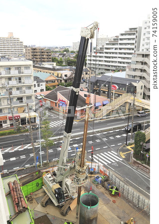 Construction site foundation work 74159005