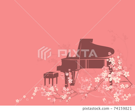 grand piano and spring season cherry blossom vector copy space background grand piano and spring season cherry blossom vector copy space background 74159821