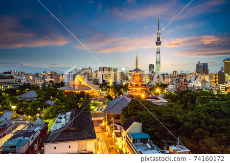 aerial view of tokyo city at night in japan 74160172