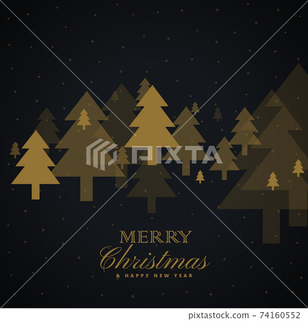 golden christmas tree design on black background - Stock Illustration ...