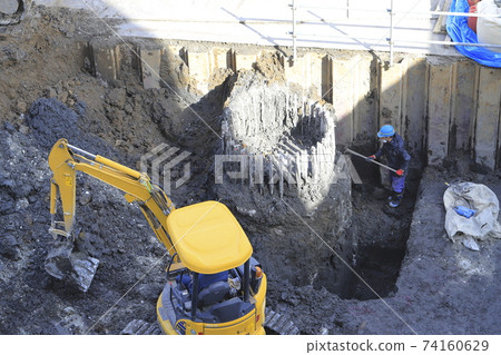 Construction site foundation work 74160629