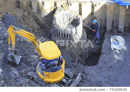 Construction site foundation work 74160630
