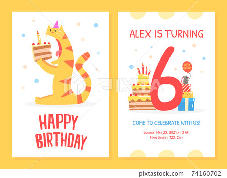 Happy Birthday Invitation Card Template Funny Stock Illustration 74160702 Pixta