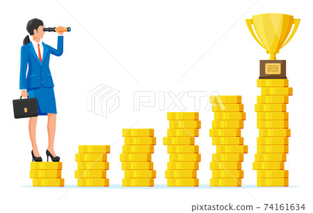 Businesswoman looking in spyglass Businesswoman looking in spyglass 74161634