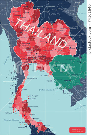 Thailand country detailed editable map 74161640