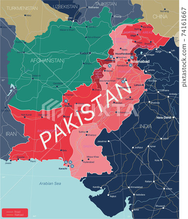 Pakistan country detailed editable map Pakistan country detailed editable map 74161667