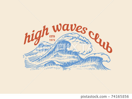 Atlantic tidal waves. Vintage old engraved hand drawn label. Marine and nautical or sea, ocean in Atlantic tidal waves. Vintage old engraved hand drawn label. Marine and nautical or sea, ocean in 74165856