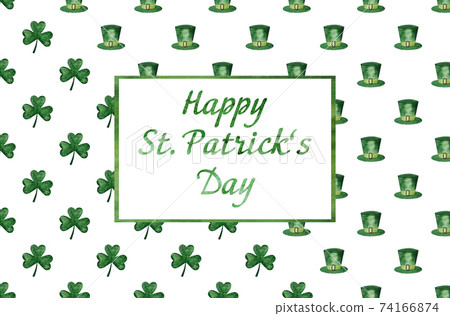 Beautiful watercolor drawing of bright, green clover 74166874