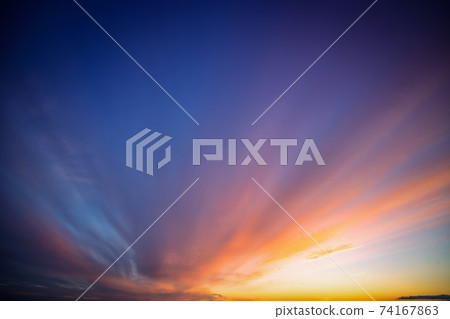 Colorful sunset in blue and violet colors 74167863
