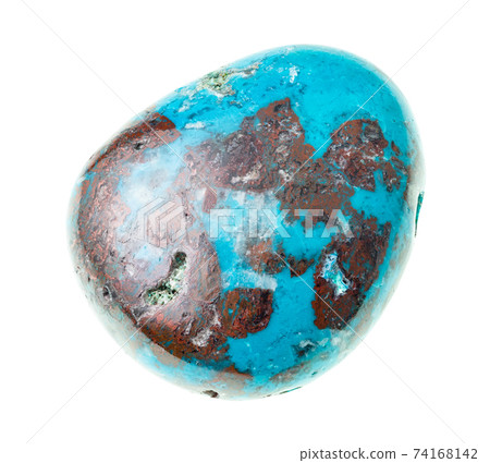 polished chrysocolla gem stone cutout on white 74168142