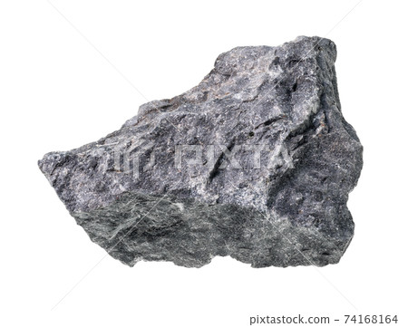 unpolished gray Basalt rock cutout on white unpolished gray Basalt rock cutout on white 74168164