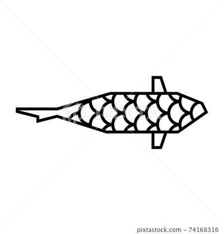 Japanese koi fish logo with scale pattern on white Japanese koi fish logo with scale pattern on white 74168316