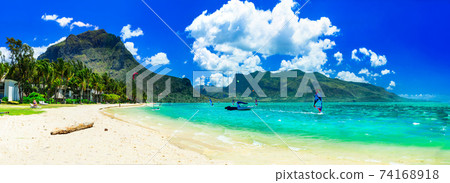 amazing tropical paradise - Mauritius island, popular also for surfers 74168918