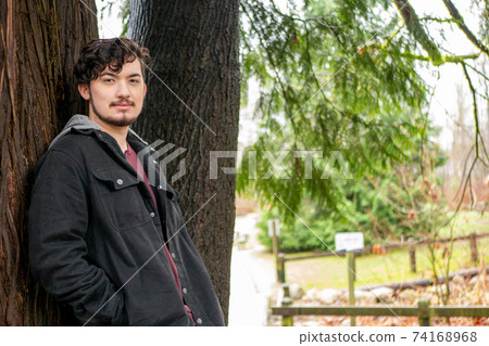 凝視在一棵樹下的白種男人 74168968