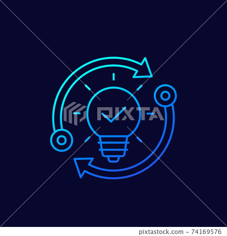 idea generation line vector icon on dark - Stock Illustration [74169576 ...