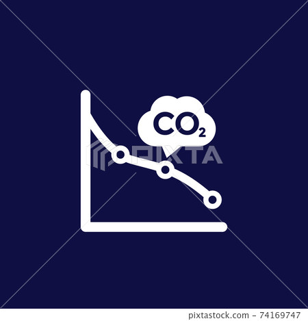 Co2 Carbon Emissions Reduction Icon With Graph Stock Illustration