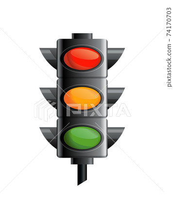 Traffic light with red, yellow and green color. Flat vector illustration isolated on white background Traffic light with red, yellow and green color. Flat vector illustration isolated on white background 74170703