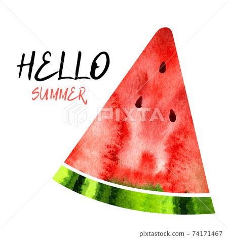 Watermelon slices watecolor illustration isolated 74171467