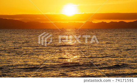 Dawn on the Miura Beach, Miura City, Kanagawa Prefecture, on the Shonan Miura Peninsula 74171591