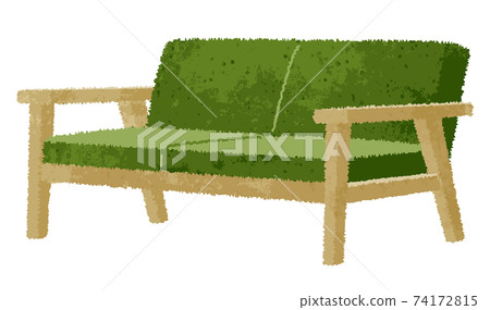 Watercolor style green two-seat sofa 74172815