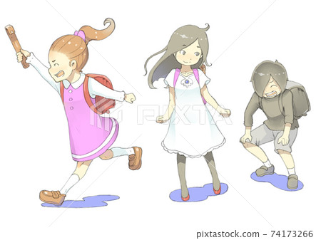 三個小學生上下學 三個小學生上下學 74173266