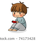 Boy playing a game alone 74173428