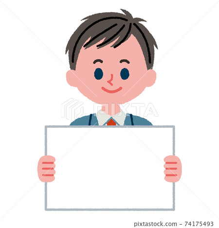 Illustration material of a male student holding a flip board 74175493