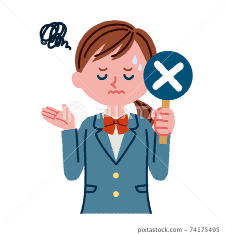 拿著十字標記的一名女學生的插圖素材 74175495