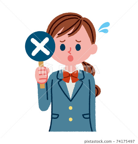 拿著十字標記的一名女學生的插圖素材 74175497
