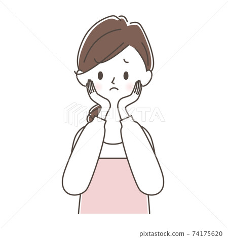圍裙的女人擔心 74175620