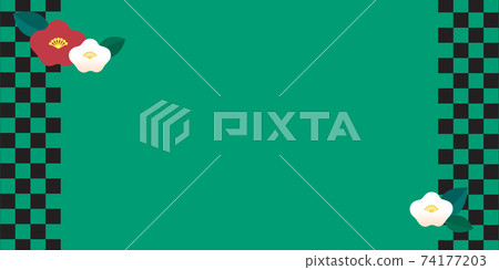 茶花和方格的圖案 74177203