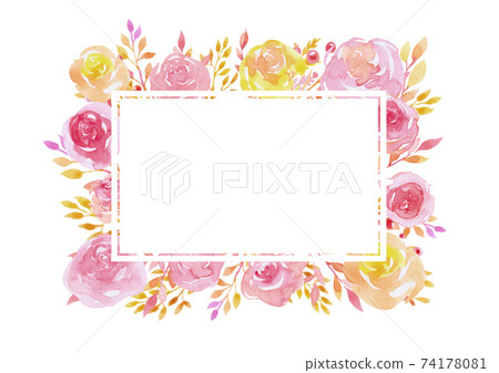 Red and yellow rose decoration frame Red and yellow rose decoration frame 74178081