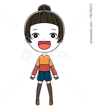 Full body illustration of a cute smiling girl 74178313