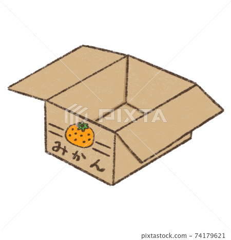 可愛的單點插畫_紙箱：橘子 74179621