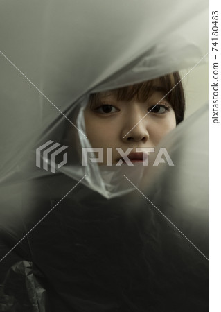 Woman over vinyl 74180483